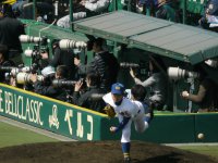 大会第 8日目 2回戦 3月29日 聖光学院高校 対 横浜高校
聖光学院高校側ブルペンとカメラマン席
